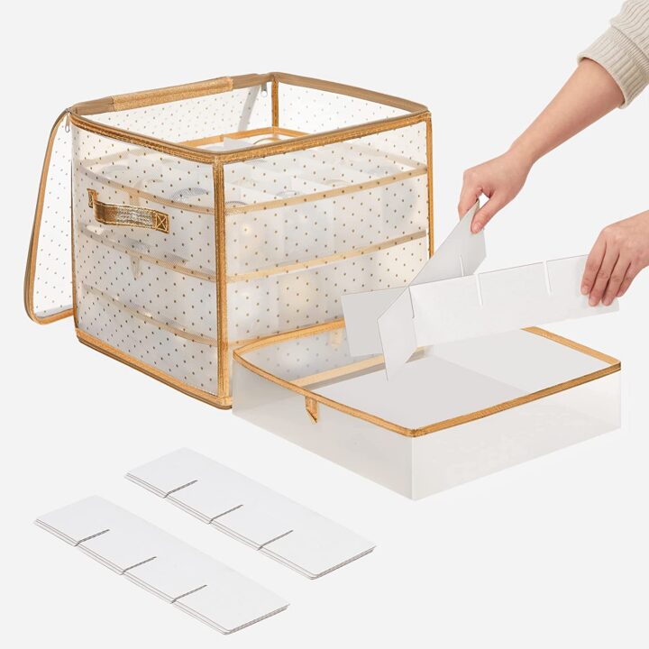 Jõuluehete karp 33.5×33.5x34cm kuld Jõulutekstiil