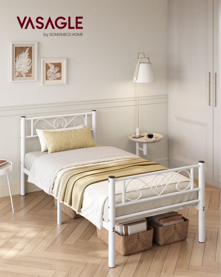 Metallist voodi 198×91.8×86.4cm valge Voodid ilma madratsita