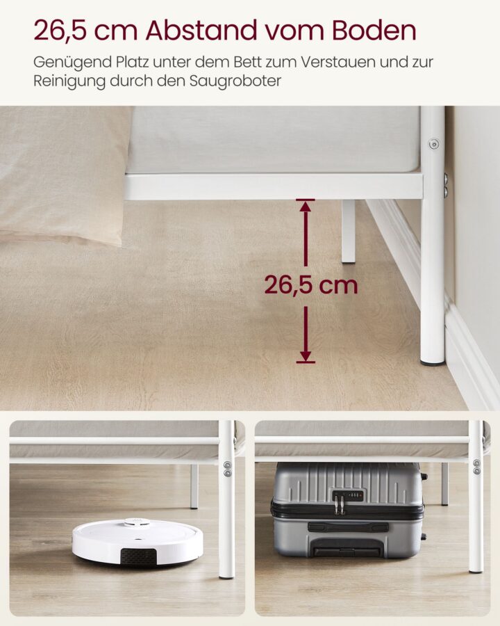 Metallist voodi 198×91.8×86.4cm valge Voodid ilma madratsita