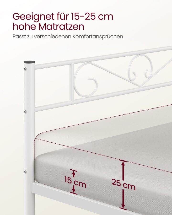 Metallist voodi 198×91.8×86.4cm valge Voodid ilma madratsita