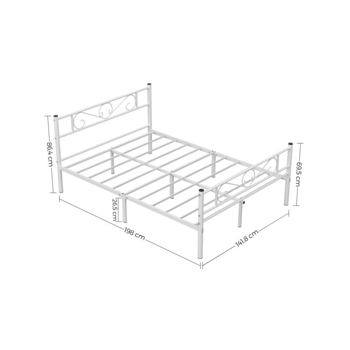 Metallist voodi 198×141.8×86.4cm valge Voodid ilma madratsita