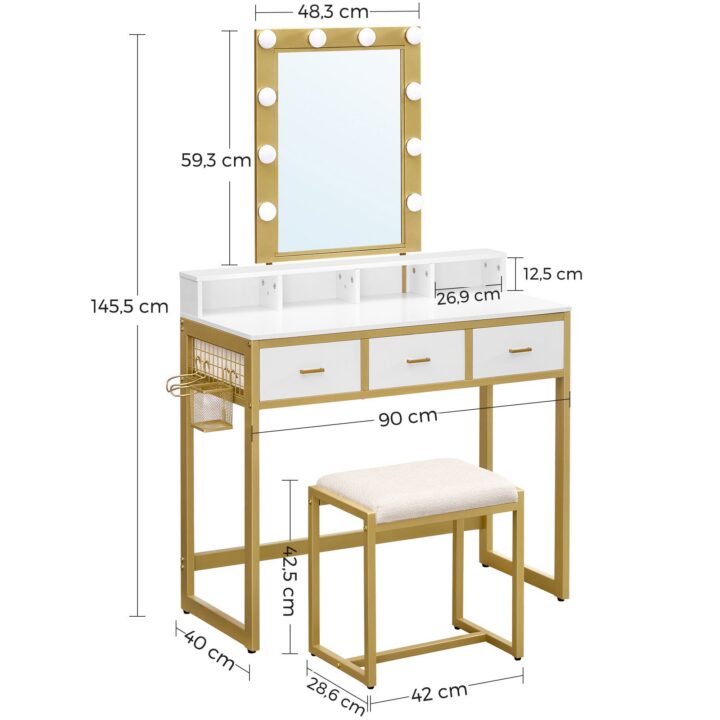 Meigilaud 90x40x145.5cm kuld Meigilauad