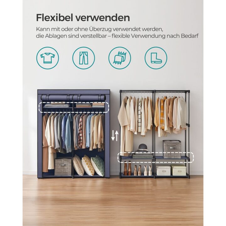Riidekapp 140x43x174cm tumedsinine Metallist riidepuud