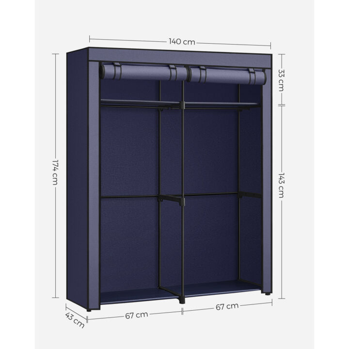 Riidekapp 140x43x174cm tumedsinine Metallist riidepuud