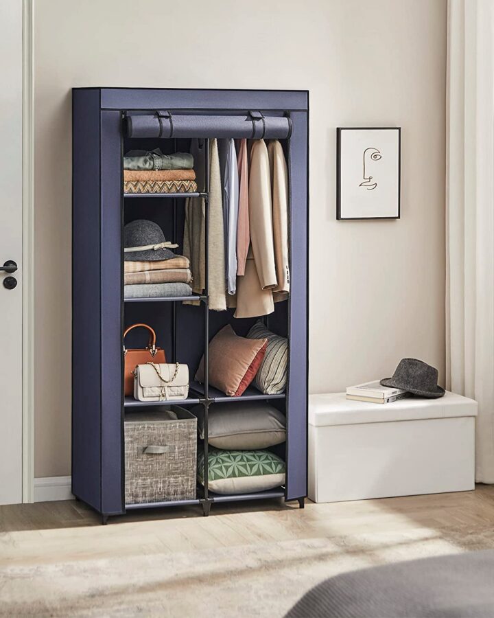 Riidekapp 88x45x168cm tume sinine Riiulid