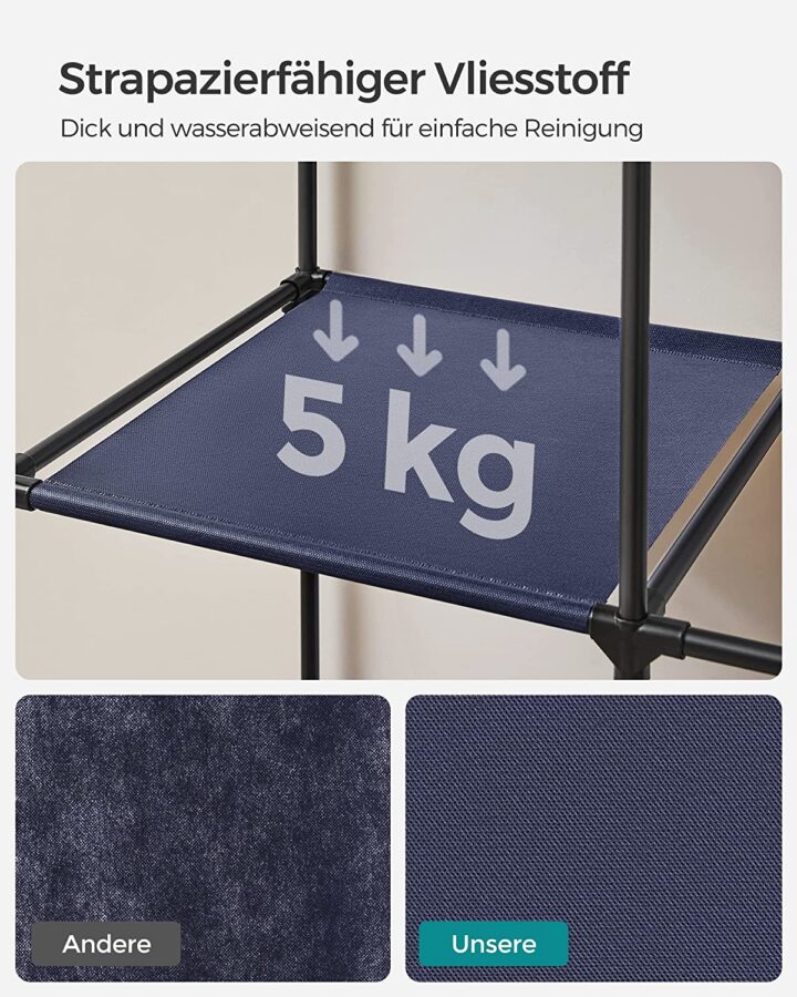 Riidekapp 88x45x168cm tume sinine Riiulid