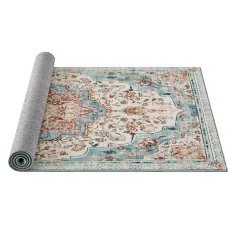 Vintage stiilis vaip 3×5 Sinakasroheline 153x92x0.1cm Voodid ilma madratsita