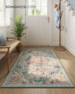 Vintage stiilis vaip 3×5 Sinakasroheline 153x92x0.1cm Voodid ilma madratsita