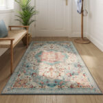Vintage stiilis vaip 3×5 Sinakasroheline 153x92x0.1cm Voodid ilma madratsita