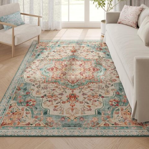 Vintage stiilis vaip 5×7 Sinakasroheline 213x152x0.1cm Vaibad