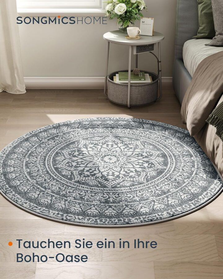 Ümmargune BOHO vaip, diameeter 120 cm, süsinikhall 120x120x1cm Vaibad