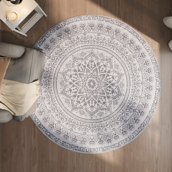 Ümmargune BOHO vaip 160 cm Tuvihall 160x160x1cm Vaibad