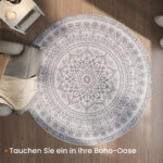 Ümmargune BOHO vaip 160 cm Tuvihall 160x160x1cm Vaibad Ümmargune BOHO vaip 160 cm Tuvihall 160x160x1cm Vaibad
