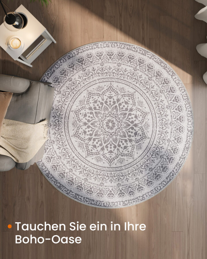 Ümmargune BOHO vaip 160 cm Tuvihall 160x160x1cm Vaibad