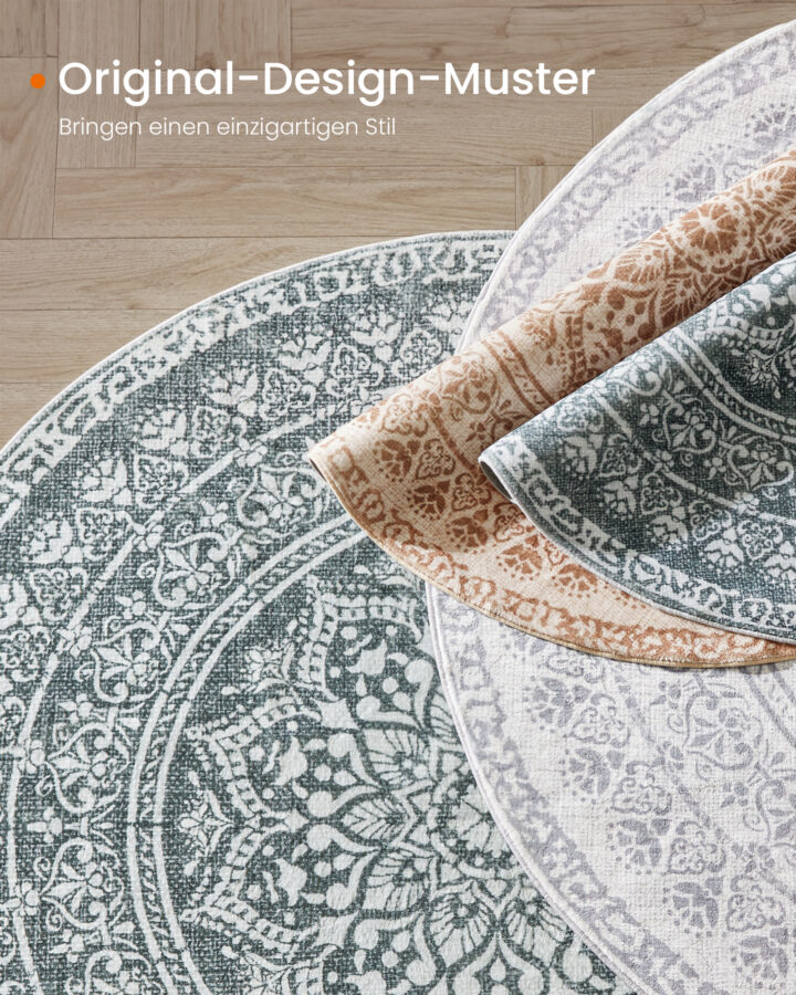 Ümmargune BOHO vaip 160 cm Söehall 160x160x1cm Vaibad
