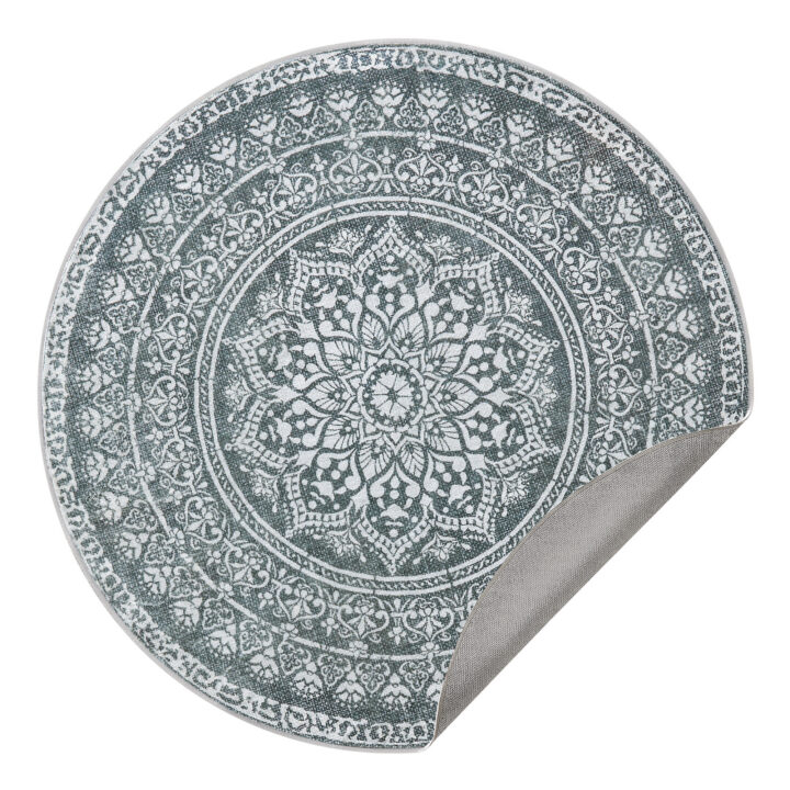 Ümmargune BOHO vaip 160 cm Söehall 160x160x1cm Vaibad
