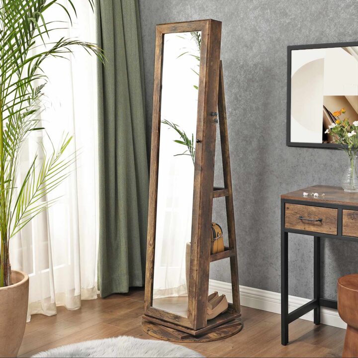 Pööratav peegel 162x55x55cm pruun Põrandapeeglid