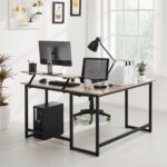 Arvutilaud 140x130x92.2cm must, hele elevandiluu Arvutilauad