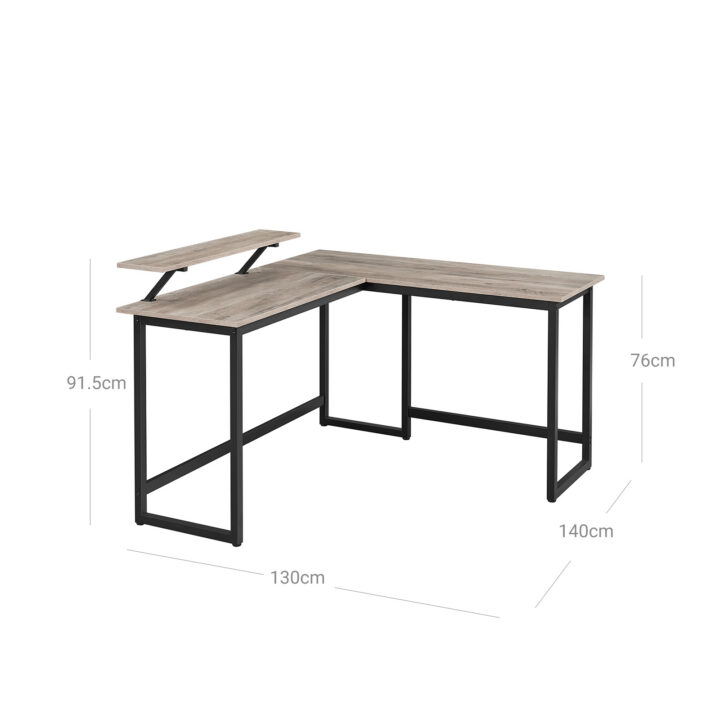 Arvutilaud 140x130x92.2cm must, hele elevandiluu Arvutilauad