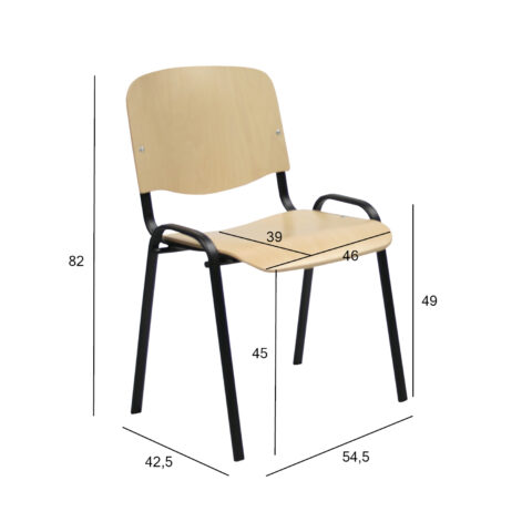 Klienditool ISO, 54,5×42,5xH82cm, pöök/must, vineer Klienditoolid ISO