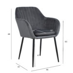 Tool EVELIN 60,5×57,5xH82cm hall, polüesterkangas, metall, vineer Söögilauatoolid, taburetid, pingid H02-300 Söögilauatoolid, taburetid, pin
