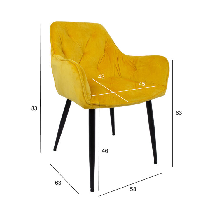 Tool BRITA 58x63H83cm, kollane samet Söögilauatoolid, taburetid, pingid H02-300 Söögilauatoolid, taburetid, pin