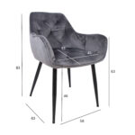 Tool BRITA 58x63H83cm, hall samet Söögilauatoolid, taburetid, pingid H02-300 Söögilauatoolid, taburetid, pin