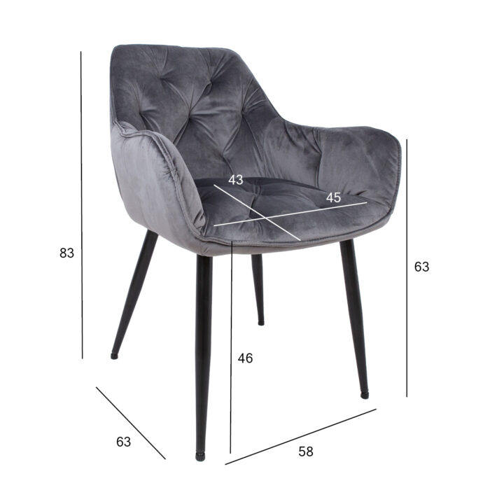 Tool BRITA 58x63H83cm, hall samet Söögilauatoolid, taburetid, pingid H02-300 Söögilauatoolid, taburetid, pin