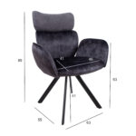Tool EDDY käetugedega 63x55xH89cm, tumehall samet Söögilauatoolid, taburetid, pingid H02-300 Söögilauatoolid