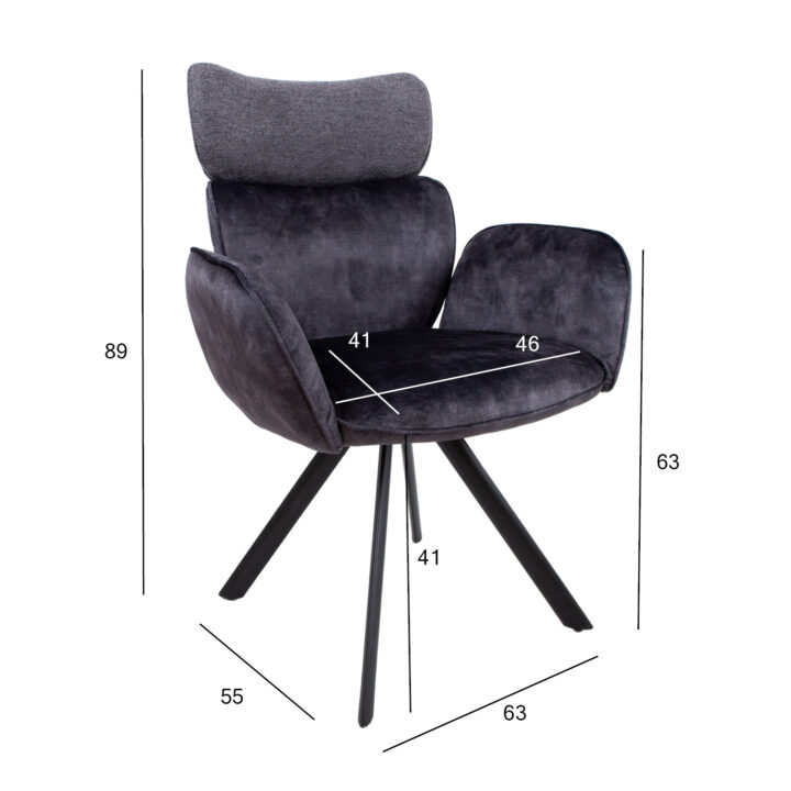 Tool EDDY käetugedega 63x55xH89cm, tumehall samet Söögilauatoolid, taburetid, pingid H02-300 Söögilauatoolid