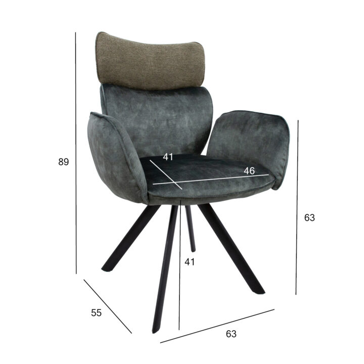 Tool EDDY käetugedega 63x55xH89cm, roheline samet Söögilauatoolid, taburetid, pingid H02-300 Söögilauatoolid