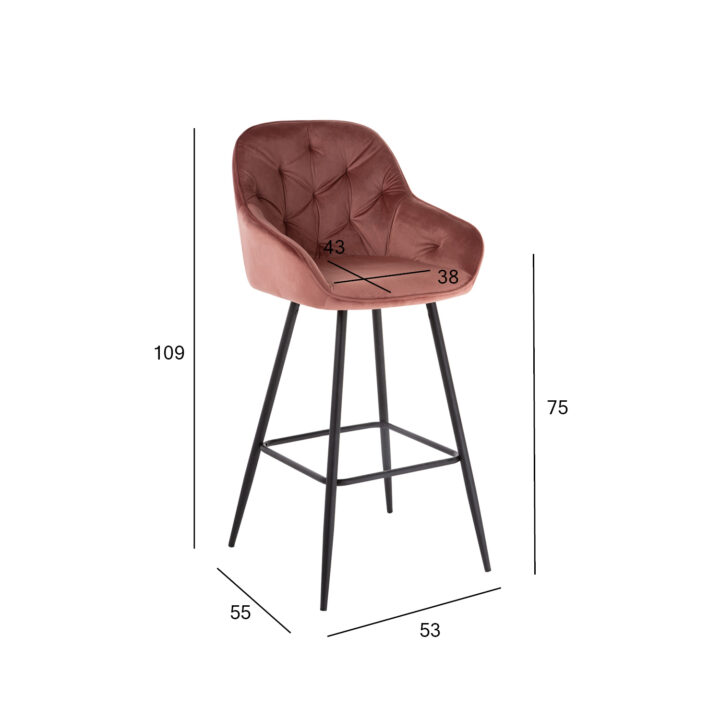 Baaritool BRITA 53x55xH109cm, roosa samet Baaripukid ja baarilauad Baaripukid ja baarilauad