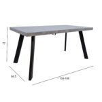 Söögilaud BRIGIT 159/198×84,5xH77cm, betoon, MDF, metalljalad Pikendatavad söögilauad H02-200 Söögilauad