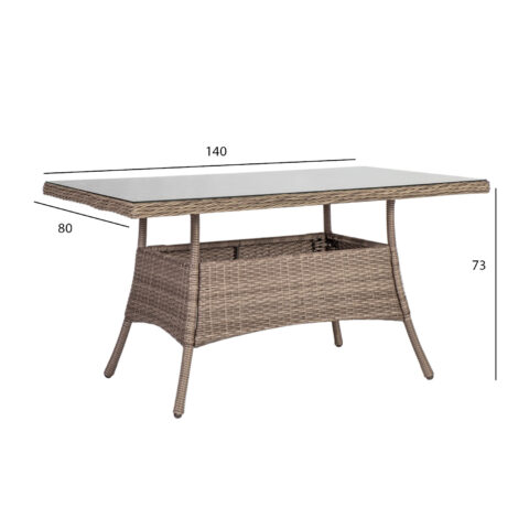 Laud TOSCANA 140x80xH73cm, beež Aialauad Aialauad