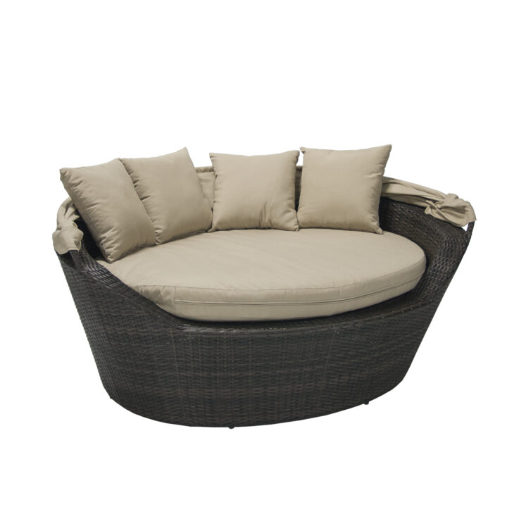 Diivan MINI MUSE varikatusega 160x130xH70cm, tumepruun/beež, alumiinium, plastikpunutis Aiadiivanid ja komplektid Esilehe tooted