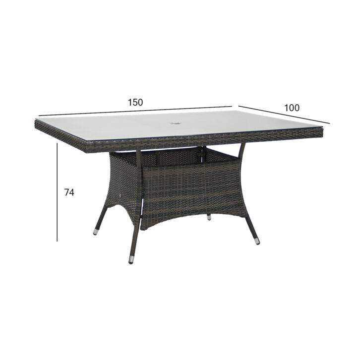 Laud WICKER 150x100xH74cm, tumepruun Aialauad Aialauad