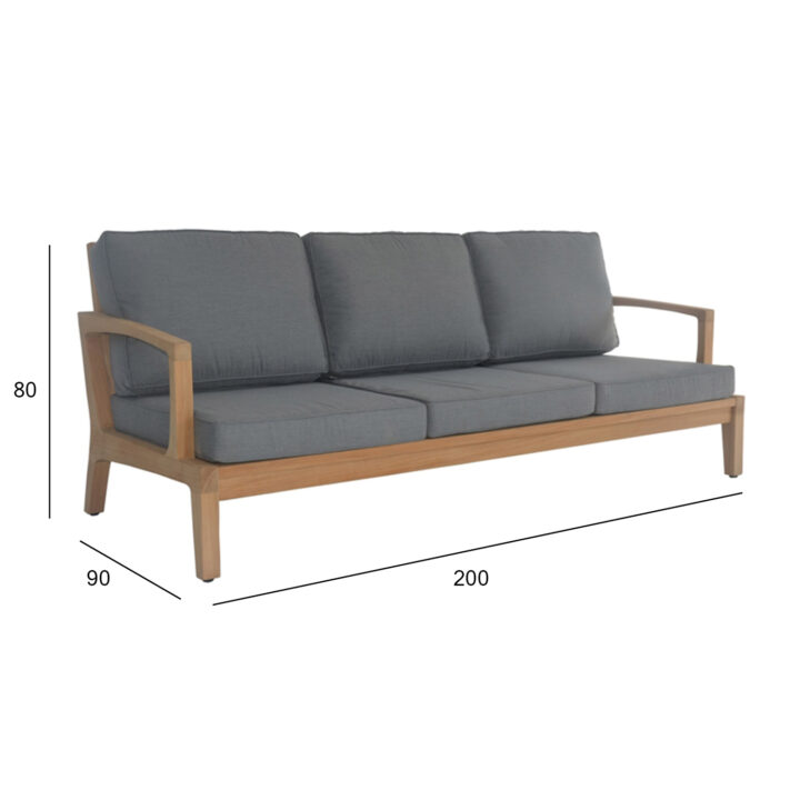 Diivan MALDIVE 3-kohaline 210x89xH86cm, tiikpuu Söögilauad ja toolid aeda Garden