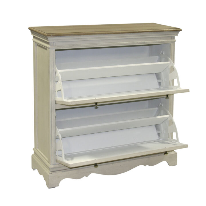 Jalatsikapp SAMIRA 92,5x32xH97cm, antiikvalge/naturaalne Esik ja Garderoob Esikumööbel
