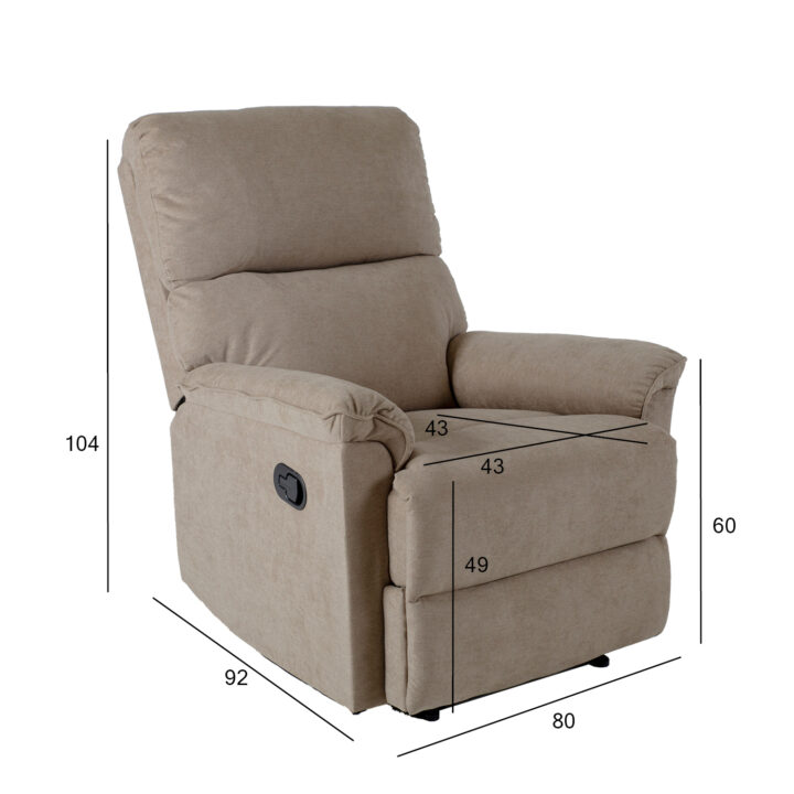 Tugitool GUSTAV manuaalne recliner 80x92xH104cm, tumebeež Elutoamööbel Elutuppa jõuludeks