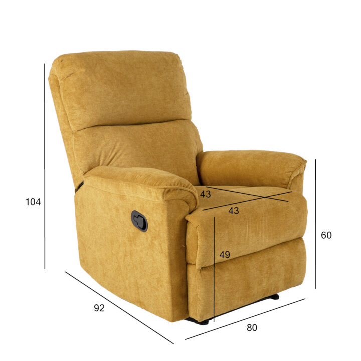 Tugitool GUSTAV manuaalne recliner 80x92xH104cm, kollane Elutoamööbel Elutuppa jõuludeks