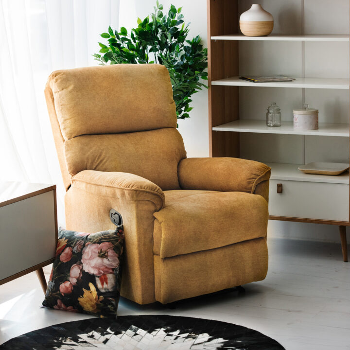 Tugitool GUSTAV manuaalne recliner 80x92xH104cm, kollane Elutoamööbel Elutuppa jõuludeks