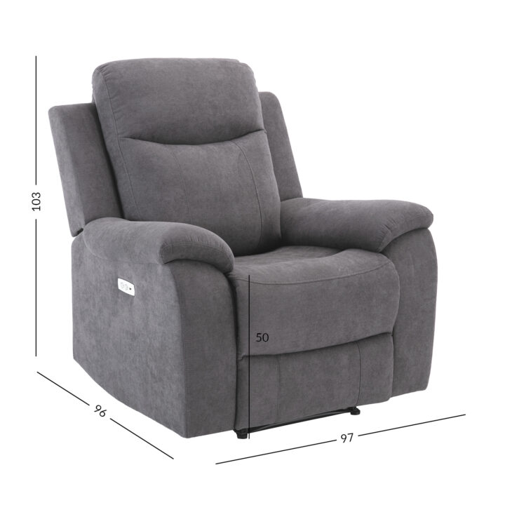 Tugitool MILO elektriline recliner 97x96xH103cm, hall Diivanid 3+1 Diivanid 3+1