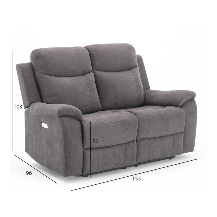 Diivan MILO 2-kohaline elektriline recliner 155x96xH103cm, hall Diivanid Diivanid