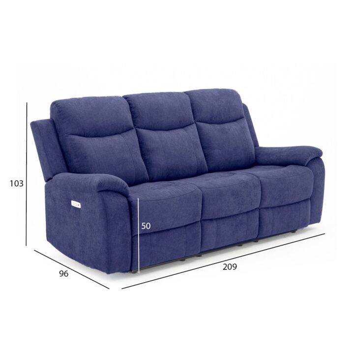 Diivan MILO 3-kohaline elektriline recliner, sinine Diivanid Diivanid