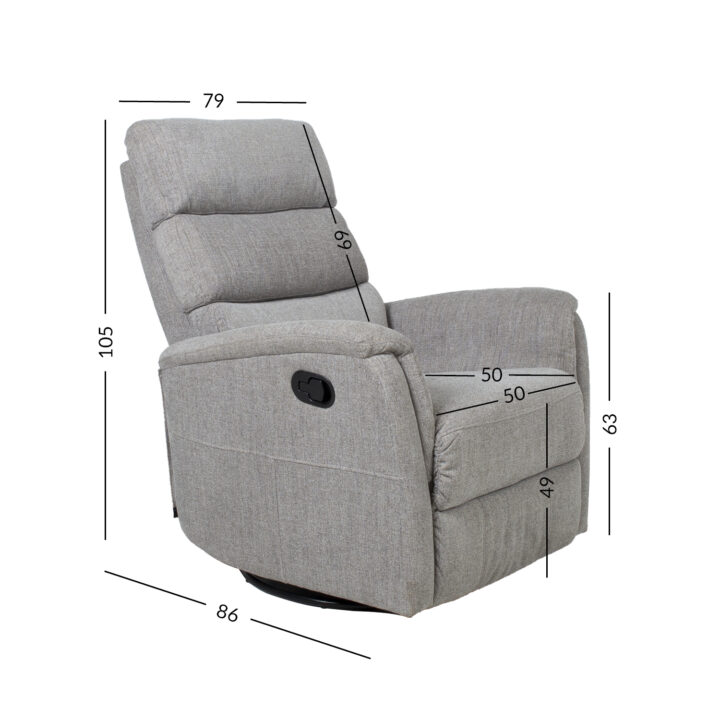 Tugitool BARCLAY kiikuv ja pöörlev manuaalne recliner 79x86xH105cm, helehall Elutoamööbel H01-500 Tugitoolid ja kiiktoolid