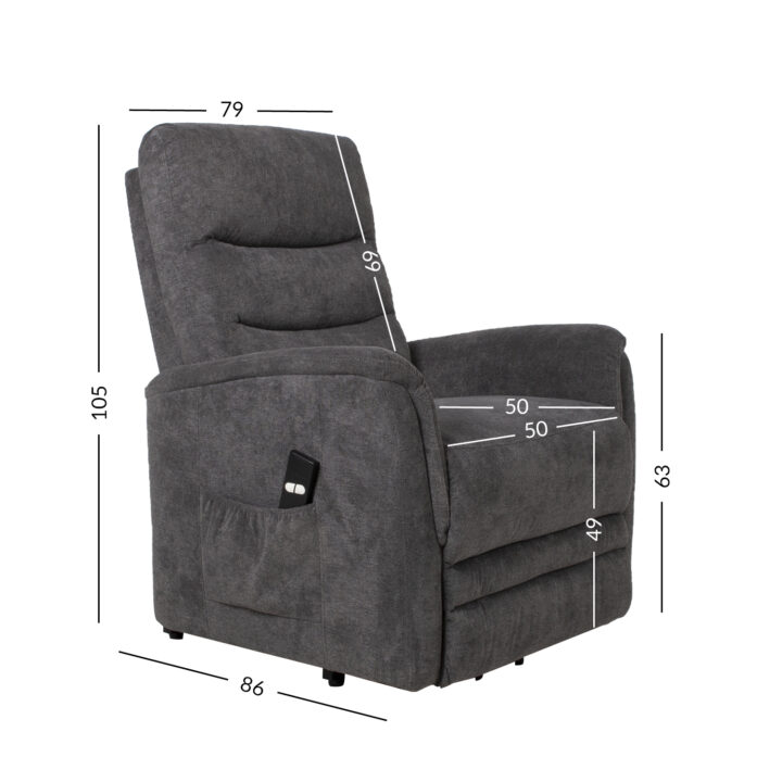 Tugitool BARCLAY elektriline lift recliner 79x86xH105cm, hall Elutoamööbel H01-500 Tugitoolid ja kiiktoolid