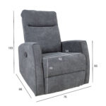 Tugitool EDDY kiikuv ja pöörlev manuaalne recliner 76x96xH103cm, hall Elutoamööbel
