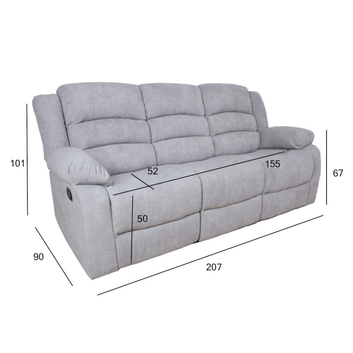 Diivan MALINA 3-kohaline manuaalne recliner, helehall Diivanid Diivanid