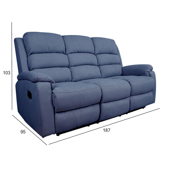Diivan MANUEL 3-kohaline manuaalne recliner, tumesinine Diivanid Diivanid