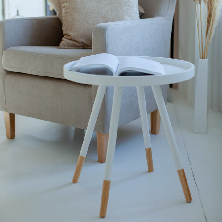 Abilaud FOXY D46xH48cm, materjal: puit, värvus: valge /naturaalne Abilauad ja serveerimislauad Abilauad ja serveerimislauad